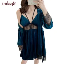 Fdfklak, корейский стиль, женский халат, новинка, золотой бархат, теплый халат, набор, одежда для отдыха, Сексуальный Слинг, банный халат, женская одежда для сна, домашняя одежда