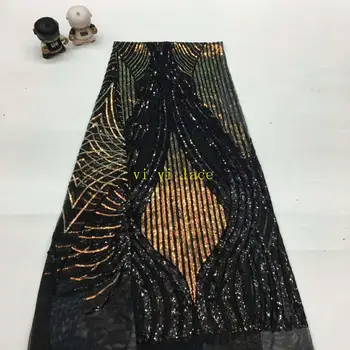 

sotck 5yards/bag Mixed color sequins embroidery fashion high - end fabrics used in wedding dress design XX85#