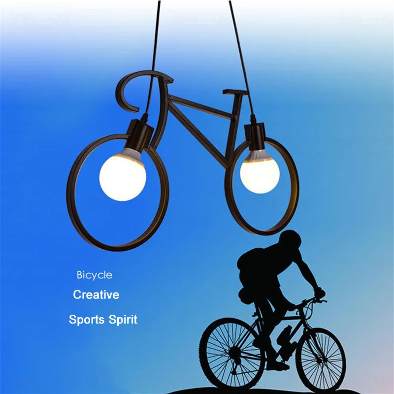 Ретро подвеска в форме велосипеда свет креативный железный светильник Гостиная кулон простой Ресторан Бар промышленные кухонные подвесные светильники