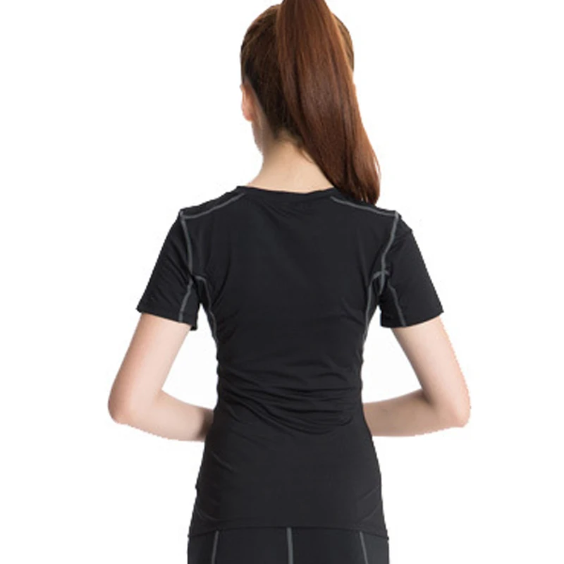 Customize Summer Quick Dry Running Shirts Women Sports Gym Fitness Elastic T-shirt Workout Training Rashguard Yoga Tops