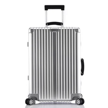 

20"24"26" 29" inch 100% aluminum spinner retro travel suitcase luxury brand trolley rolling luggage for traveling