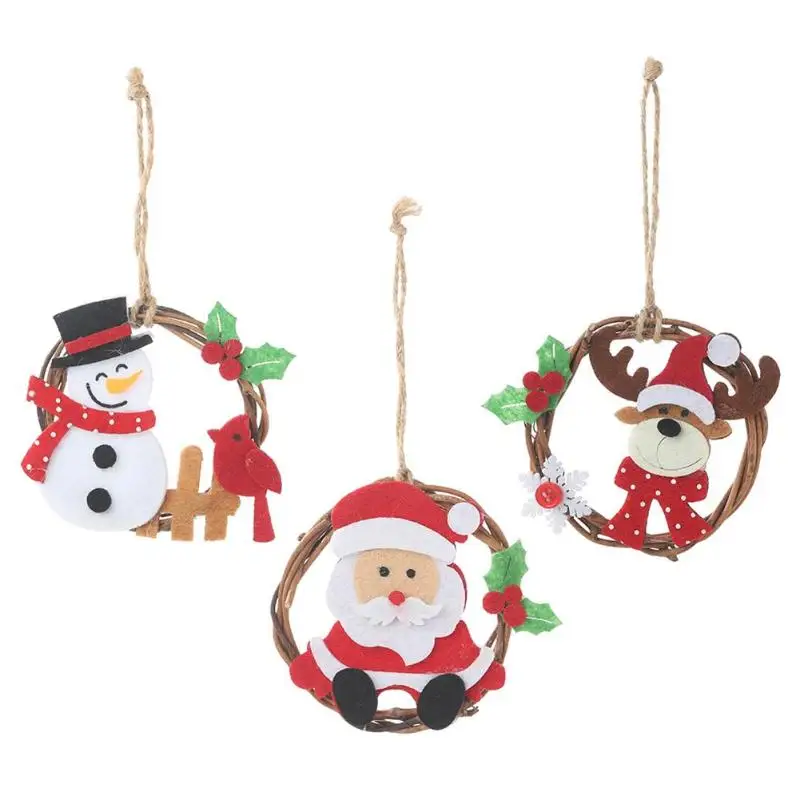 Подвески для рождественских украшений из нетканого ротанга, кольцо для наружной елки, подвесное украшение, подвеска на дверь Рождественская, домашний декор, подарки