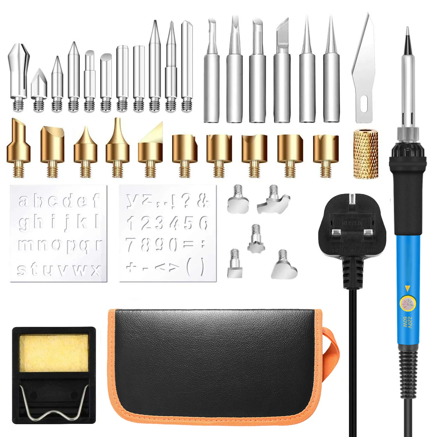 

Manufacturers Direct Selling 37-Piece Carving Electric Soldering Iron Case-Europe Compasses US Standard Thermostat Pyrography So