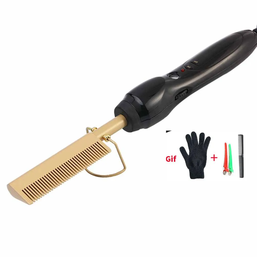 Beard Hair Straightener Hot Comb Electric Environmentally Gold Titanium Alloy Straight Hair Comb Salon Perm Tool Iron Comb