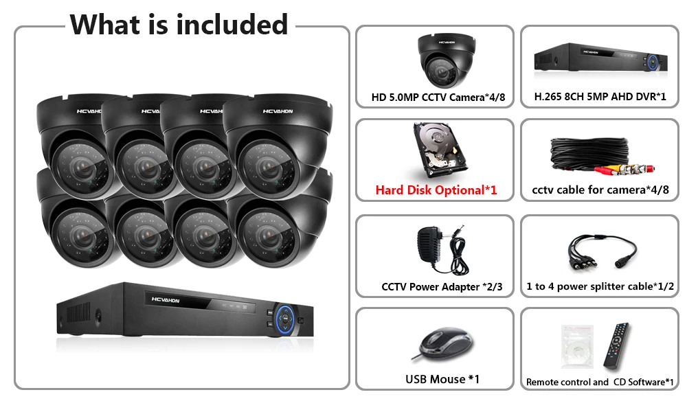 H.265 супер HD 5MP 2592*1944 аудио AHD система наблюдения CCTV 8CH DVR NVR комплект водонепроницаемая внутренняя и наружная система видеонаблюдения камера система