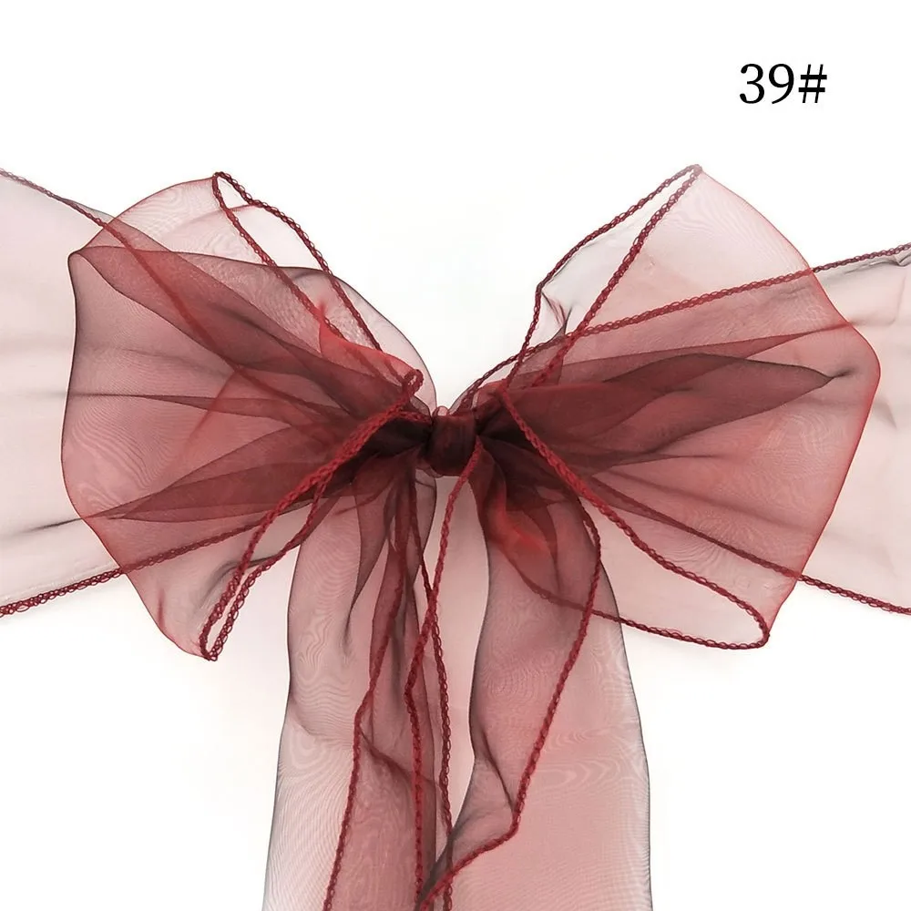 6 шт./компл. 275x18 см свадебное украшение для банкета на день рождения Марля органза стул пояса чехлы с бантом лента на стул ремни - Цвет: 39