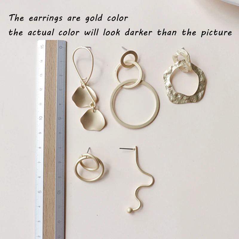 AOMU-Hyperbole-Irregular-Matte-Twisted-Line-Gold-Metal-Leaf-Geometric-Hollow-Circle-Long-Stud-Earring-for