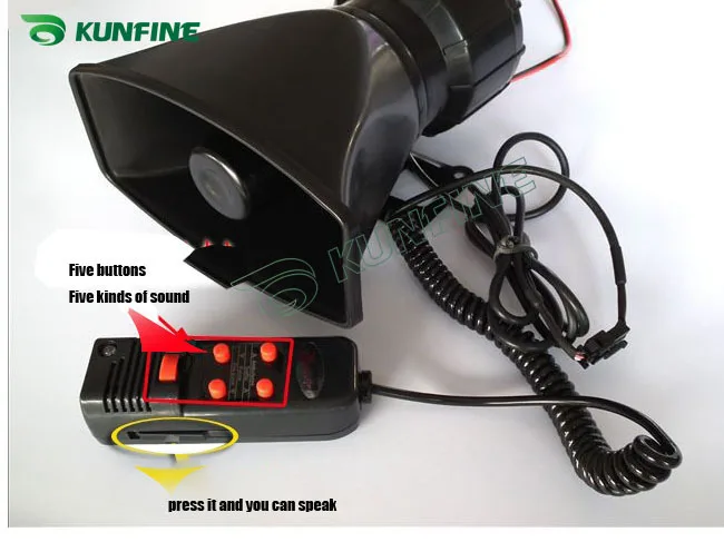 12V 100W Car Waring Horn 5 Model 5 Tone Car Siren Horn Speaker Police Alarm Whistle Whee with Loudspeaker