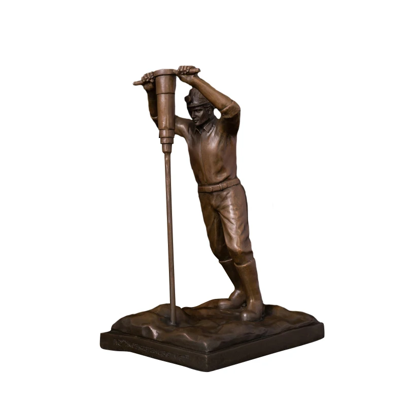 

ArtsHom DS-480 Modern Art Decor Bronze Labor worker statue Sculpture bronze Drilling worker man statue figurines For Collection