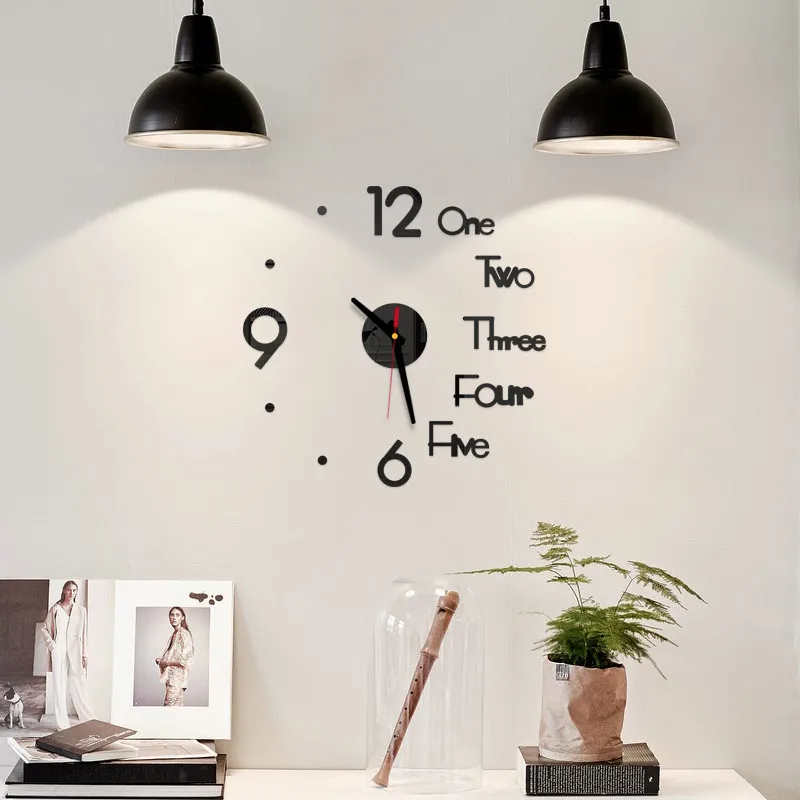 DIY digital Wall Clock 3D Mirror Surface Sticker Silent Clock Home Office Decor wall Clock for bedroom office