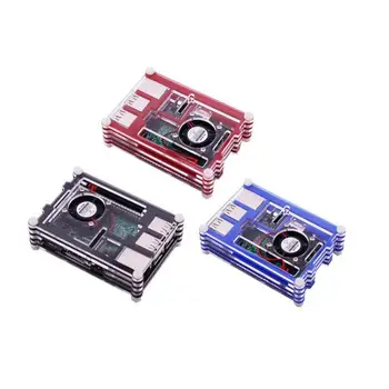 

200pcs/lot For Raspberry Pi 3 Enclosure Case 9 layer Acrylic Cover Shell with Cooling Fan for Raspberry Pi 3 Model B+ Plus