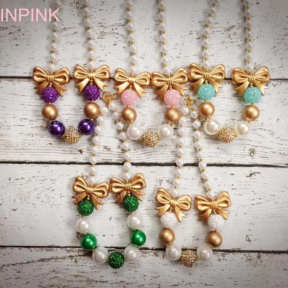 INPINK, фиолетовый, розовый, Аква, золото, детское массивное ожерелье, жевательная резинка, бусы, ожерелье для девочек, детская игрушка