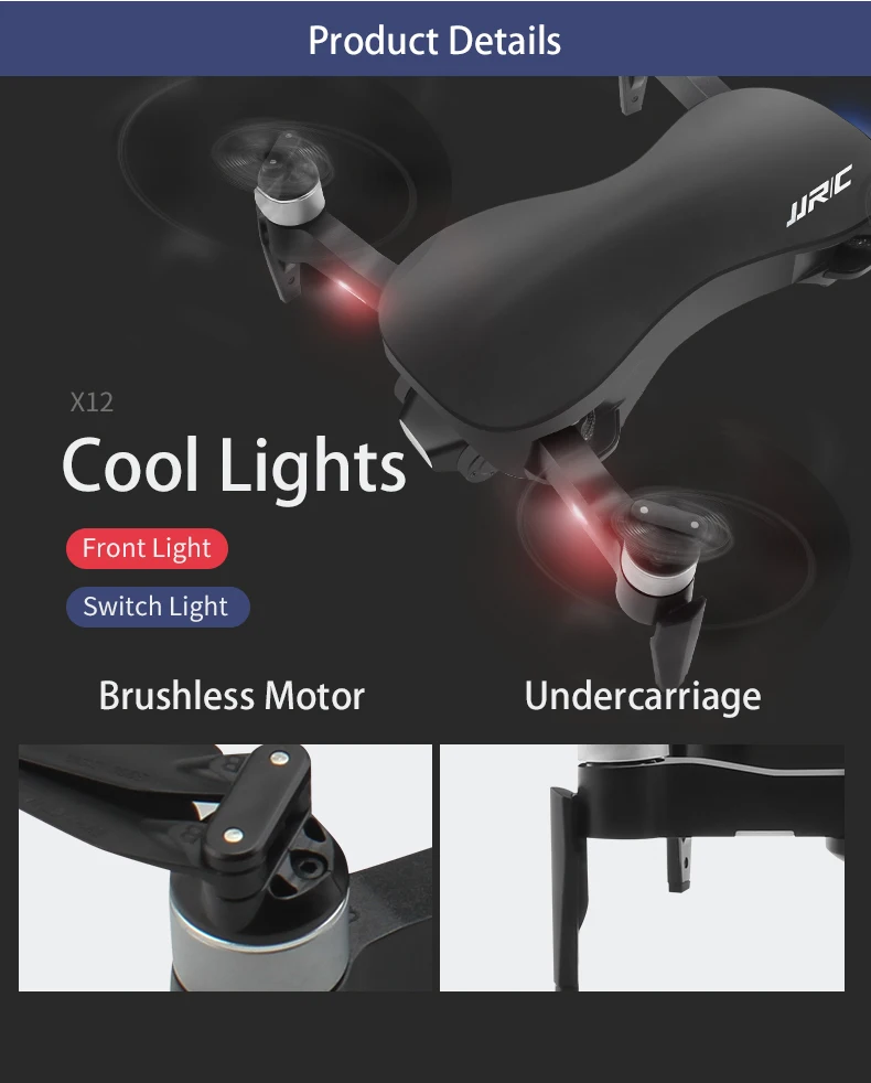 JJRC X12 gps 5G WiFi FPV Бесщеточный двигатель 4K HD камера двойной режим позиционирования складной Радиоуправляемый Дрон Квадрокоптер RTF черный/белый