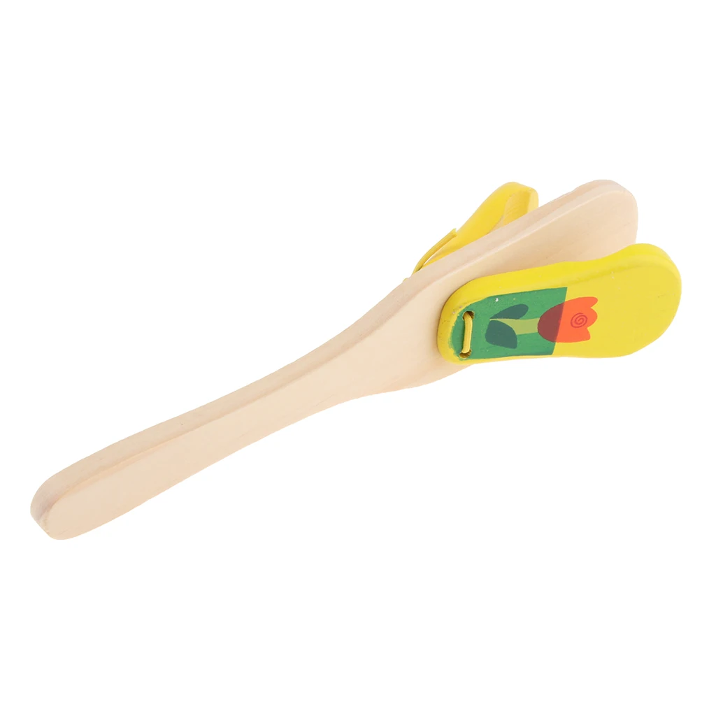 Wooden Long Handle Castanet/Clapper/Clacker Children Music Rhythm Trainning Equipment for Toys Kids Early Music Learning