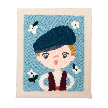 

25 x 30cm DIY Knitting Wool Rug Hooking Kit Handcraft Woolen Embroidery Creative Gift with Punch Needle Wooden Frame - Kids