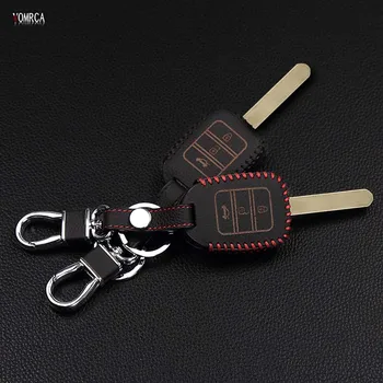 

3 button leather car remote key case car-covers For Honda Accord HRV CRV Crosstour Spirior Odyssey Civic car keys accessories