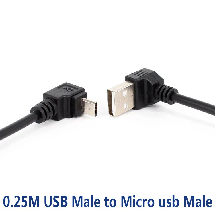 

90 градусов вверх вниз влево вправо Угловой Micro USB папа к USB 2,0 Мужской Разъем для зарядки данных короткий кабель для Android телефона планшета