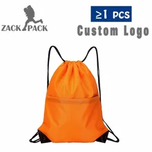 Zackpack Nylon Drawstring Custom Logo printed Personalized Training Backpack Girl Bag School Sports Waterproof Sack Mochila DB8