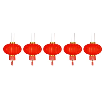 

5x Large Chinese Flocking Lanterns Spring Festival Decor Outdoor Hanging