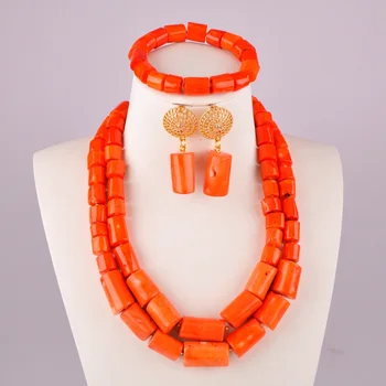

orange coral necklace jewelry set nigeria coral beads african jewelry set for women