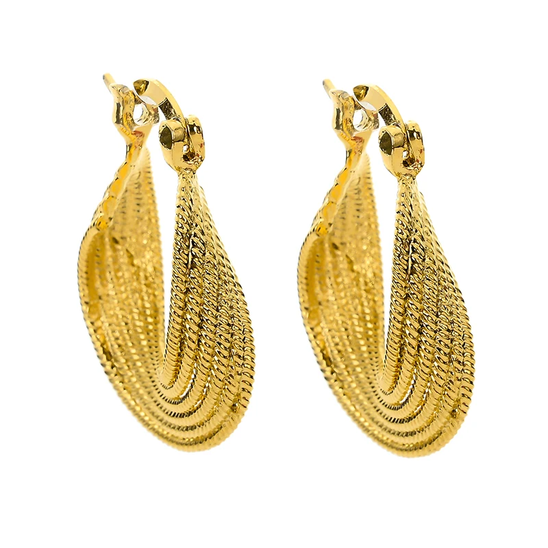

Earrings For Women Girls Jewelry Gifts Charming Gold Color Copper Dangle Earrings Circle Hollow Twist Hoop