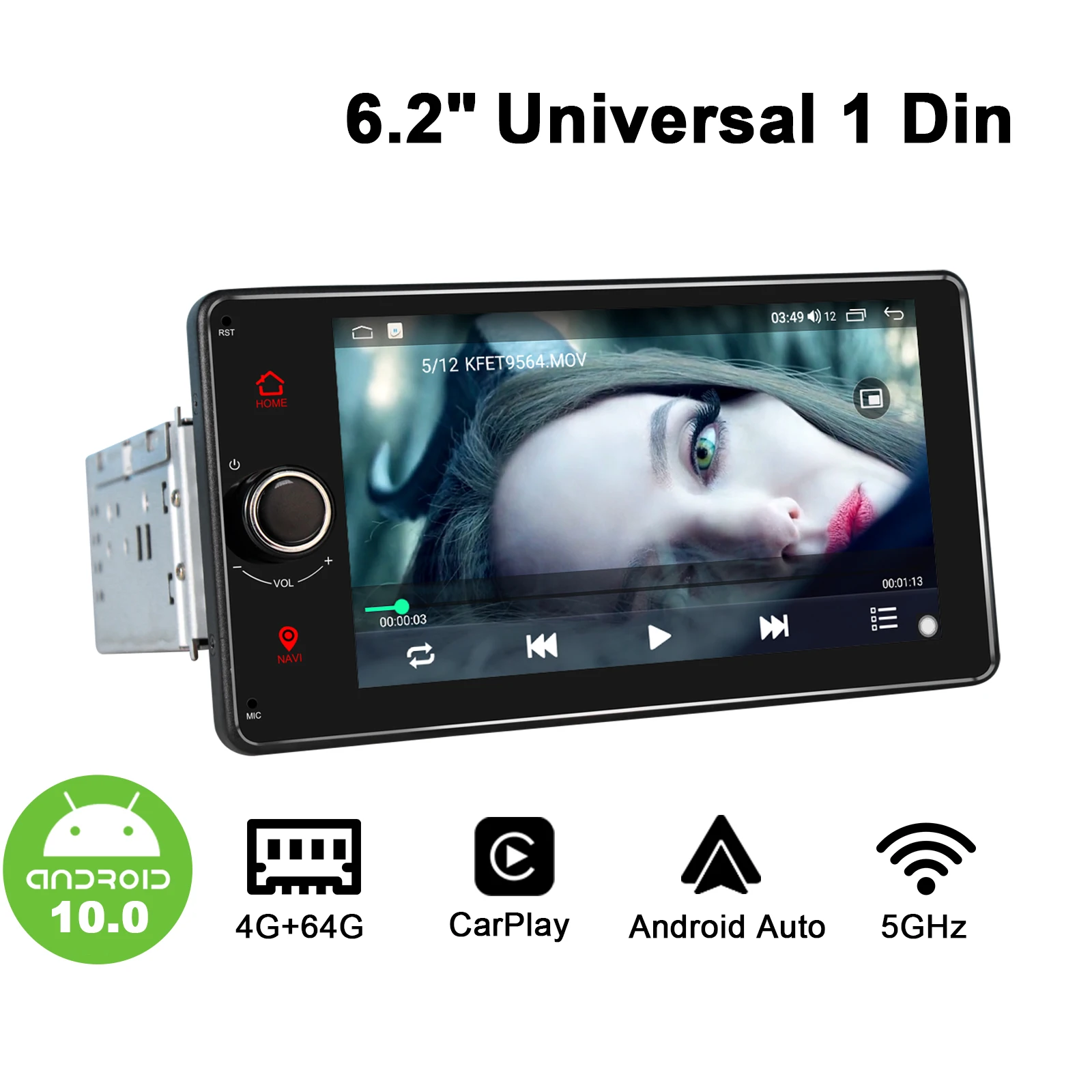 JOYING Car Radio Pantalla 1 din Android 10 Autoradio Stereo 6.2