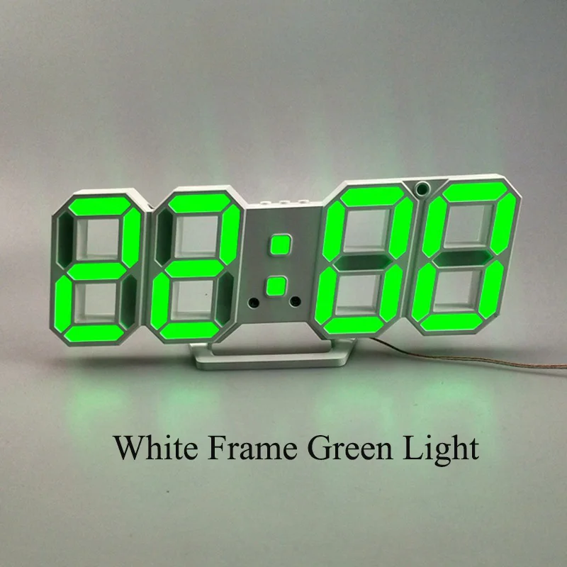 green A 3D светодиодный настенные часы современный дизайн цифровые настольные часы будильник ночник Saat reloj de pared часы для украшения дома гостиной - Цвет: green A