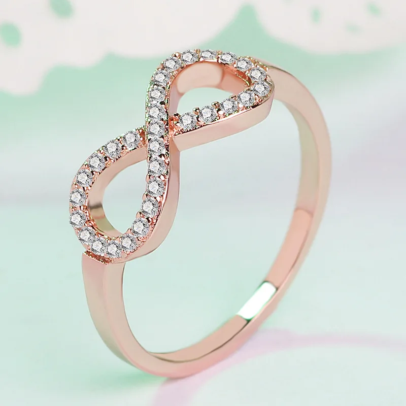 

Zirconia Infinity Ring Rose Gold and Electroplated Silver Two-color Fashion Wedding / Engagement 8-ring Women's Romantic Jewelry