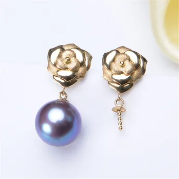 

G18K Gold Earring Hooks with Eyepin Bead Caps, Yellow Karat Gold Solid 18ct oro French Earwire Dangle Pearl Earrings