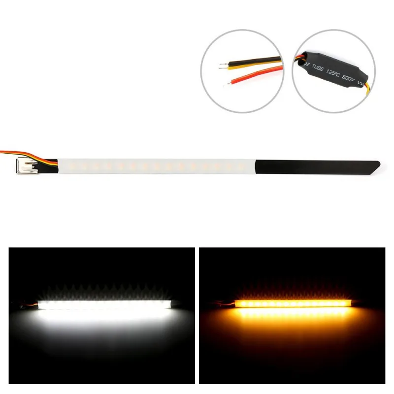 

2pc Motorcycle Turn Signal Light Car LED Strip 12V Yellow Rubber White Driving light Front Fork Shock Absorption Light Lamp moto