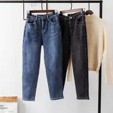 Зимние толстые плюс бархатные флисовые теплые женские обтягивающие джинсы брюки с высокой талией штаны-карандаш стрейч из денима
