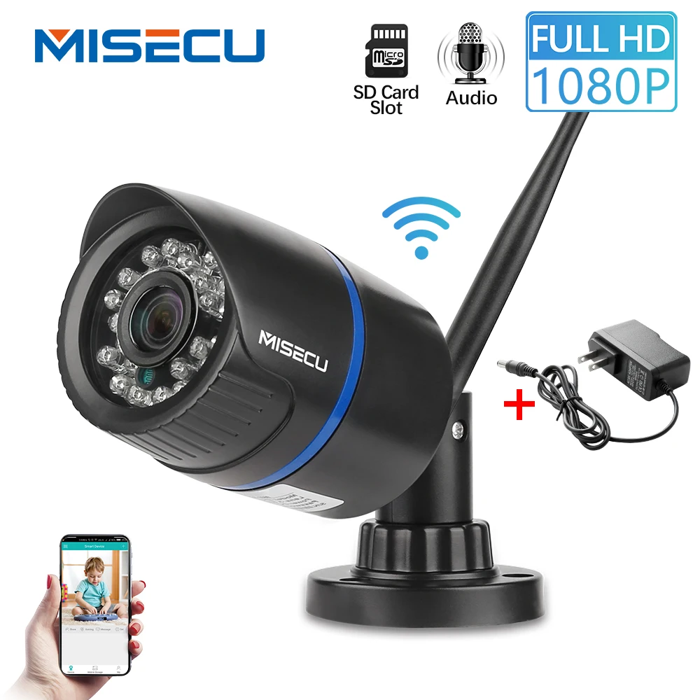 MISECU аудио H.264 + Wifi 2.0MP ip-камера собран в 64 GB SD слот 1920*1080 P P2P Беспроводной электронной почты push ИК ночного видения Открытый CCTV