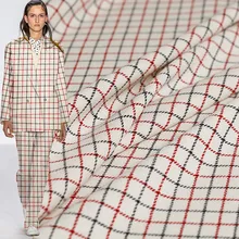 Перламутровый шелк японский белый плед шерстяная ткань материалы для одежды осеннее женское платье швейная ткань портной