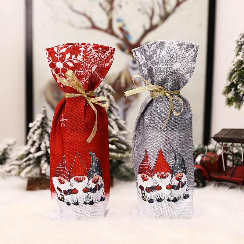 Cubierta de botella de vino de Santa Claus Decoraciones navideñas para el hogar 2020 Calcetín de Navidad Regalo Navidad Decoración de Año Nuevo 2021