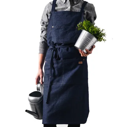 Kitchen Restaurant Work Denim Apron Bid Antifouling Cowboy Chef Cooking Aprons For Woman Men Lady Cafe Shop BBQ Hairdresser