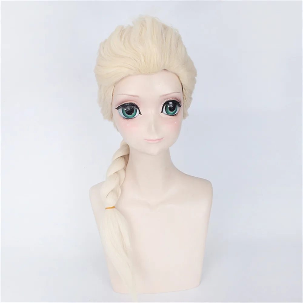 Elsa-Wig Новинка; карнавальный костюм Снежной Королевы Эльзы для девочек костюм Эльзы и Анны на Хэллоуин костюм принцессы Снежной королевы и Эльзы полный комплект - Цвет: Elsa-Wig