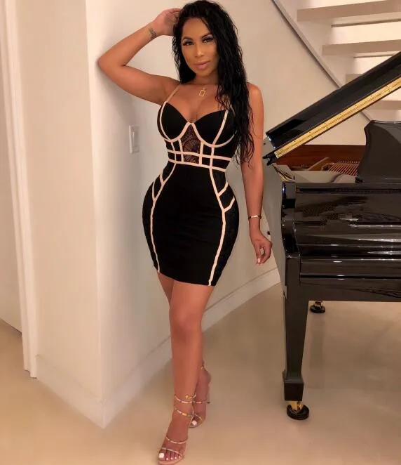 Women Sexy Fashion Patchwork Bandage Dress Elegant Designer Mini Night Club Party Vestido | Женская одежда
