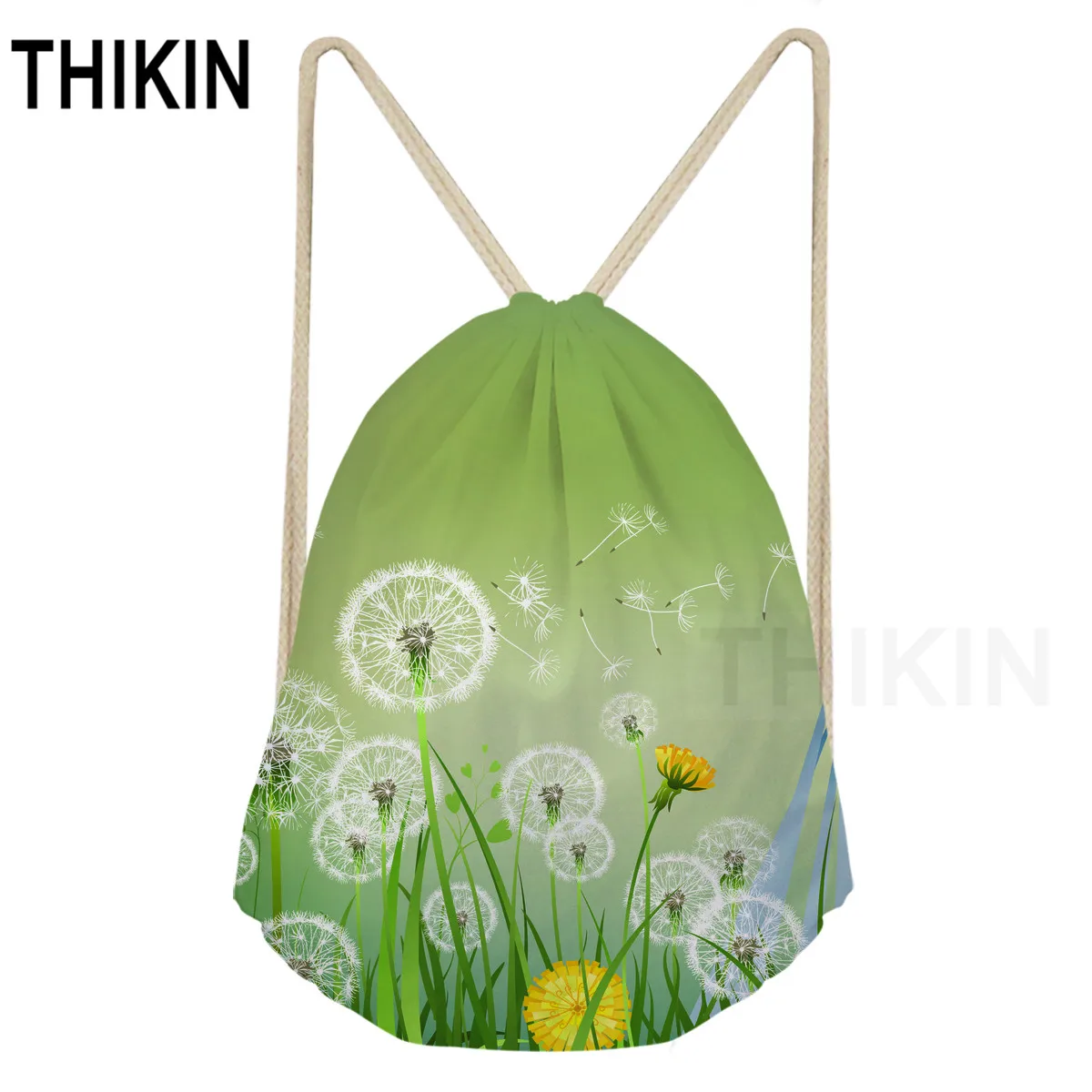 THIKIN 3D Одуванчик узор полиэстер Луч Карман Drawstring сумка Милая Высокая емкость женский рюкзак дорожный мешочек для хранения на заказ