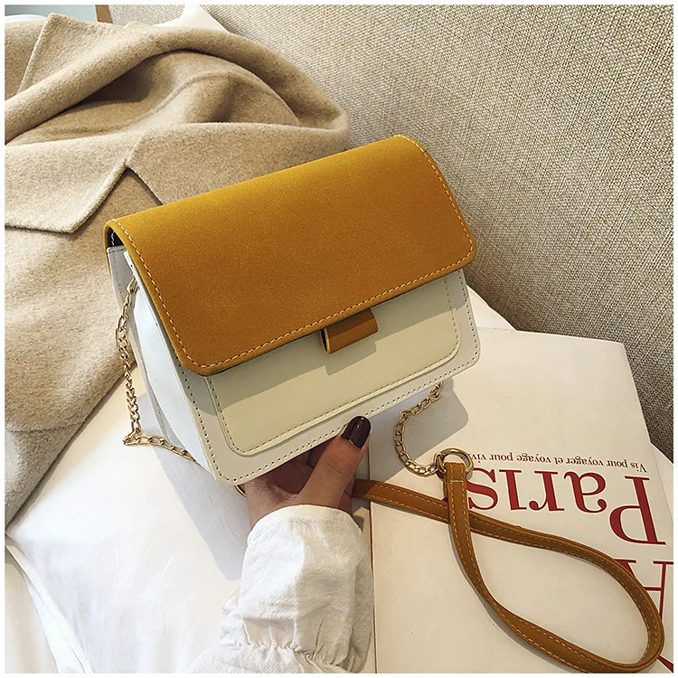 

Contrast Color Bag Women's 2020 Autumn And Winter New Style Fashion Korean-style Hong Kong Style Square Sling Bag Dull Polish Ch