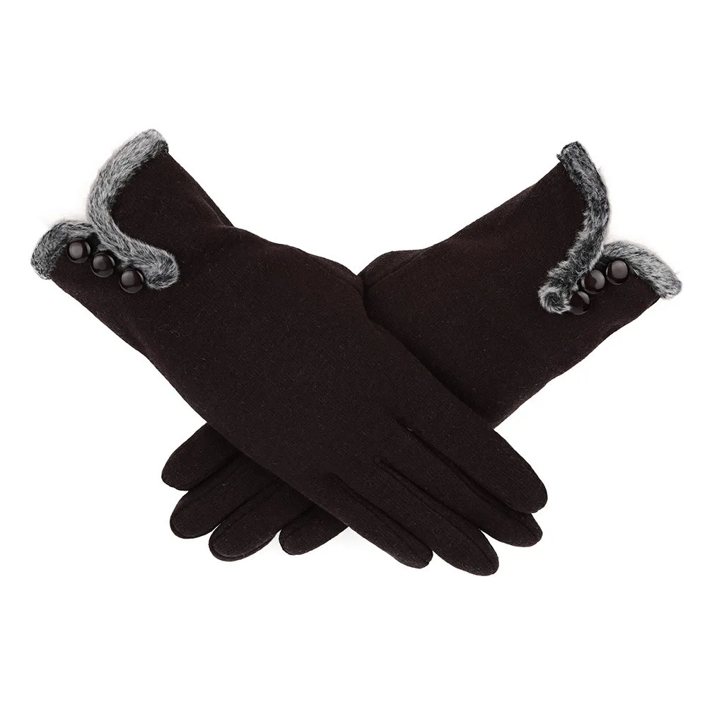 Спальное место# P501 Для женщин кашемировые Утепленная одежда вождения полный палец перчатки Сенсорный экран перчатки luva зима Лидер продаж - Цвет: Coffee