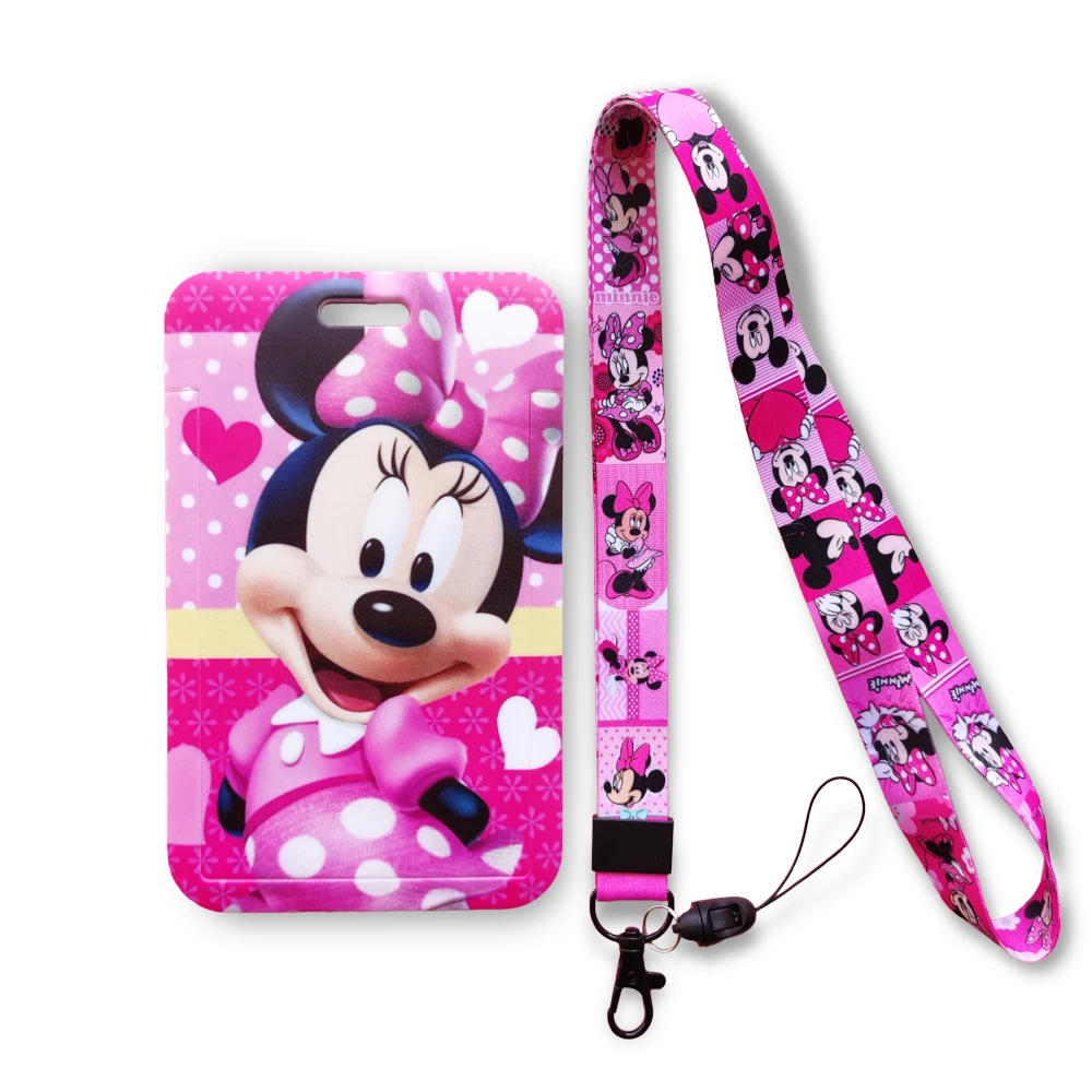 Disney Mickey Minnie Mouse Women Id Credit Bank Card Holder Students Bus  Clear Card Case Lanyard Girl Visit Door Identity Badge - Card & Id Holders  - AliExpress