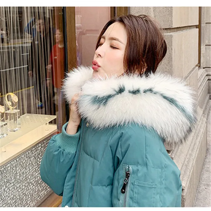 Jacket New Woman Overknee Down Cotton Long Overcoat Coltsfoot Cotton Thick warm Jacket Loose Fur collar Coat Female Tide G102