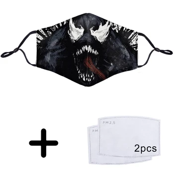 

Marvel Terror Venom 3D Printed Superhero Activated Carbon Filter PM2.5 Masque Face Mask Pollution Washable Reusable Mouth Masks