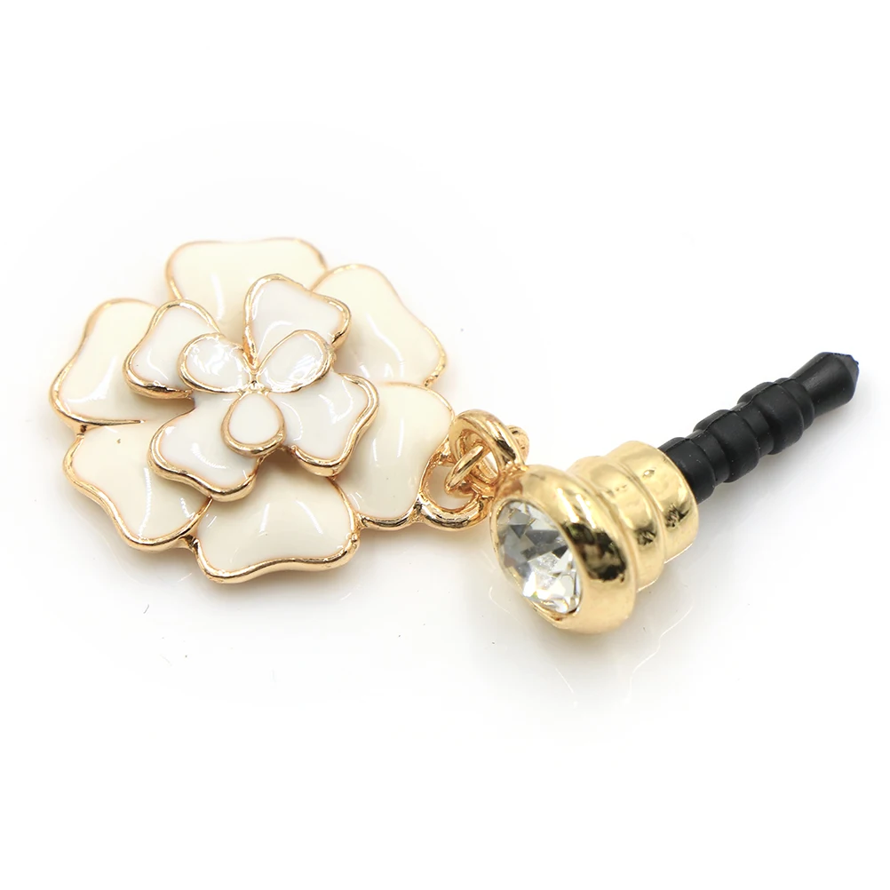 JETTING Camellia Flower Anti Dust Stopper Earphone Jack Plug Cap For Moblie Phone 3.5mm dust plug