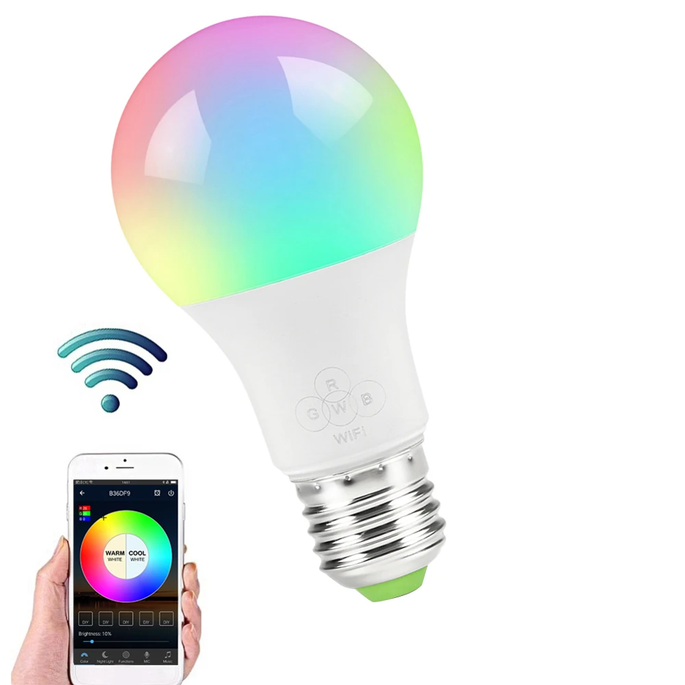 

E27 Smart WIFI Bulb Dimmable Light LED Bulb Wake-Up Lights Music Smart Bulb Compatible with Alexa and Google Assistant Dropship