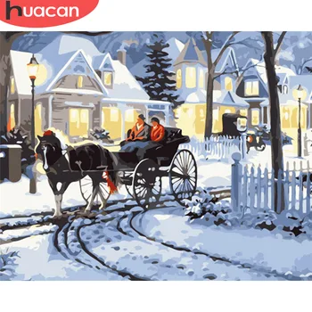 

HUACAN Painting By Numbers Winter Landscape Kits Drawing Canvas HandPainted Gift DIY Oil Pictures By Number Scenery Home Decor