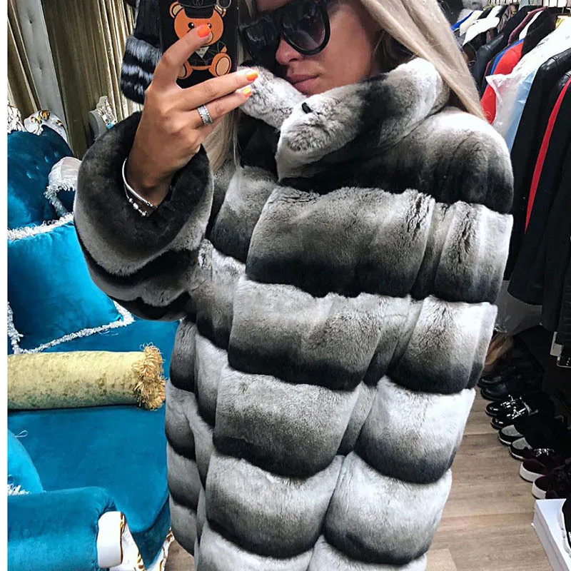 Мех Sarcar, высокое качество, теплое толстое меховое пальто, новинка, роскошный зимний мех, женская натуральная куртка с мехом кролика рекс с меховым воротником