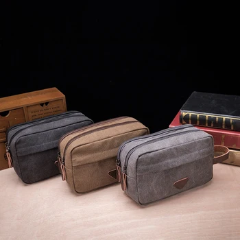 

Men Travel Canvas Shaving Kits Cosmetic Makeup Organizer Women Toiletry Bag with Double Compartments Kosmetyczka Beauty Holder