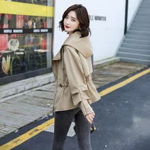 

Autumn 2021 Women Kawaii Jacket Casual Slim Korean Hooded Long Sleeve Sweatshirts Fashion Ruffle Outerwear Coat Short Overcoat