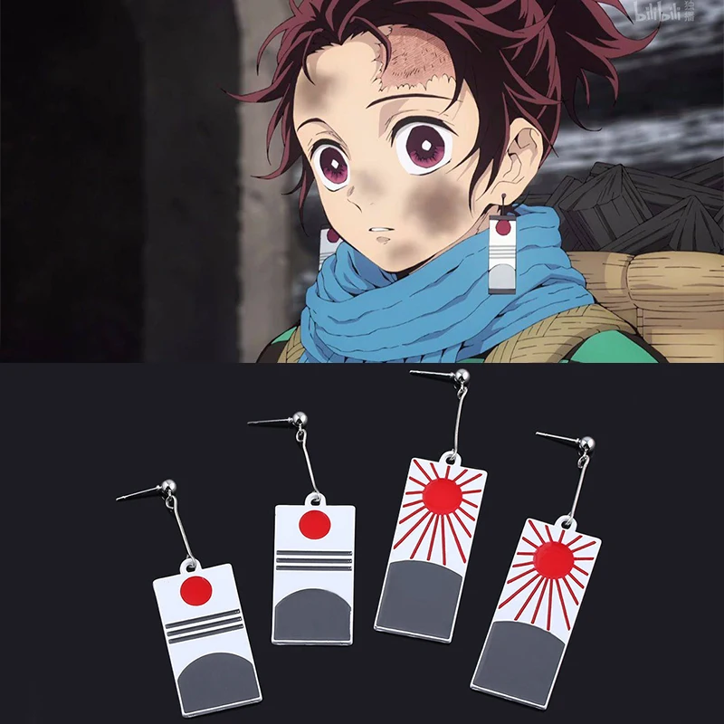 Demon Slayer Kimetsu No Yaiba серьги косплей реквизит аксессуары Kamado Tanjirou пуссет-солнце серьги